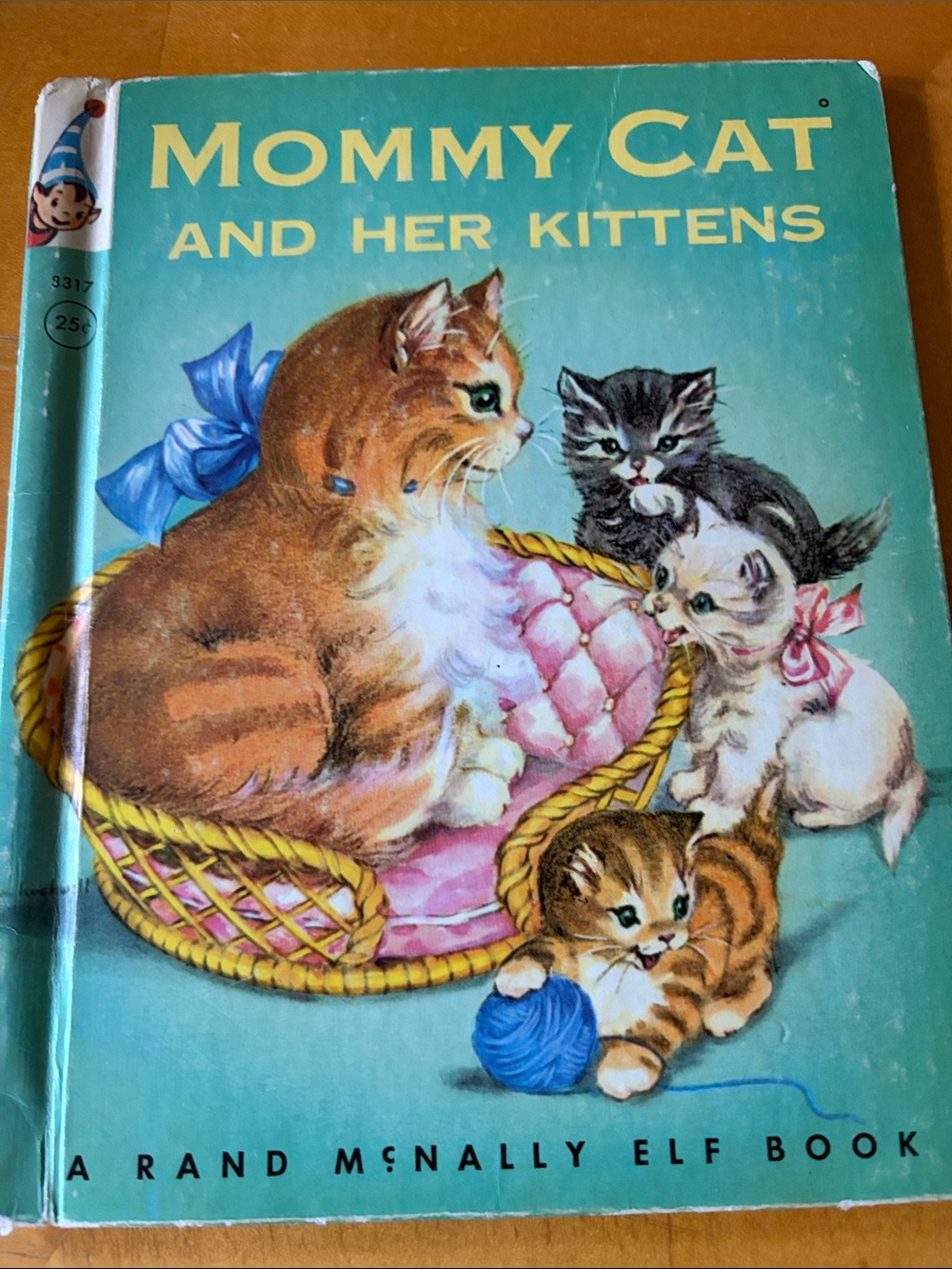 Mommy Cat and Her Kittens Vintage-Style Cat Book - Teal Cover